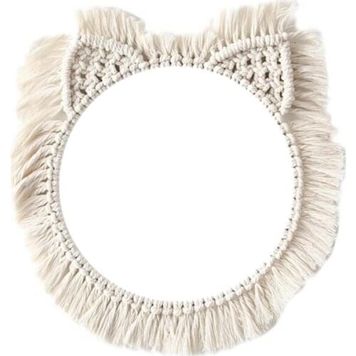 Macrame Wall Hanging Mirror Frame Handmade Woven Frame Tapestry Round Boho Tassel Mirror for Home Living Room Decor