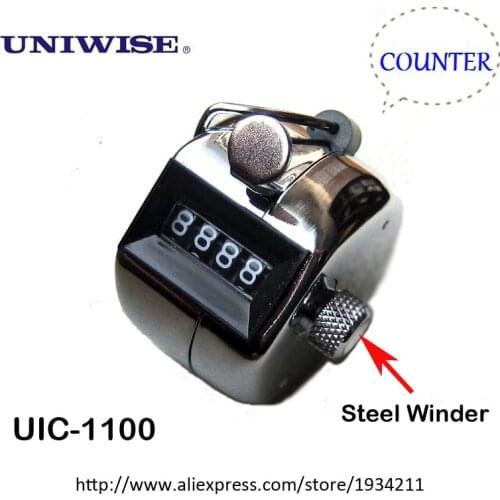 Wholesale Uniwise UIC 1100 Mechanical Steel Tally Counter Hand Held 4 Digit 0000-9999 Steel Winder USD2.5/PCS For 25 PCS Or More