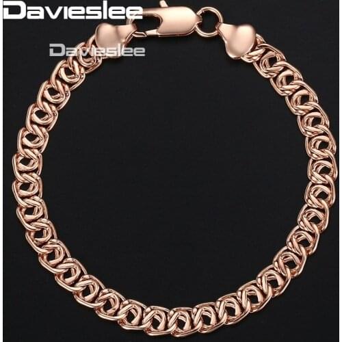 Davieslee Trendy Gift Bracelet For Women 585 Rose Gold Color Snail Link Womens Bracelet Jewelry 7mm 18cm 20cm 23cm GB293A