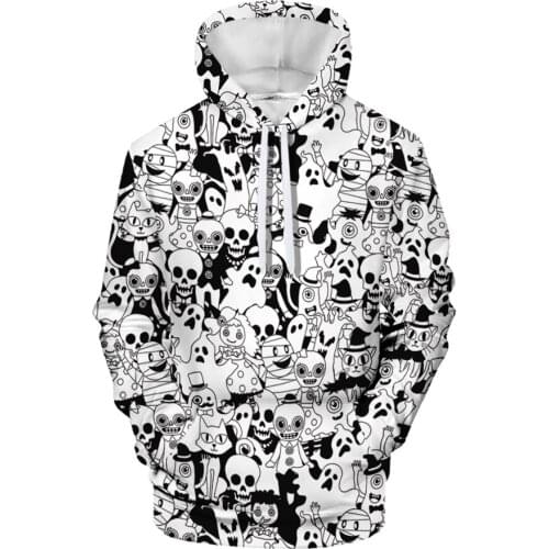 Halloween elements hip-hop trend street retro plus cashmere hooded sweater oversized