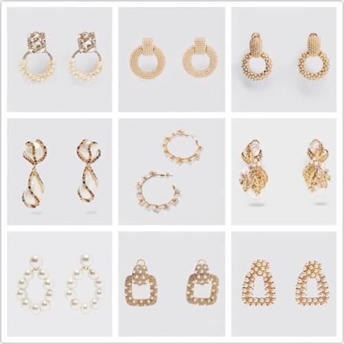 JURAN ZA New Elegant Imitation Pearls Earrings for Women Fashion Wedding Party Gifts Drop Earrings Accessories Jewelry Wholesale