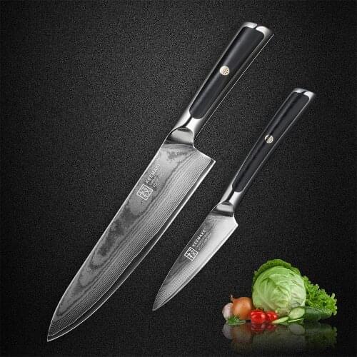 KEEMAKE Premium 8'' Chef Knife 73 Layers Damascus Steel Kitchen Knives Japanese VG10 Core Blade Sharp Paring Knives G10 Handle