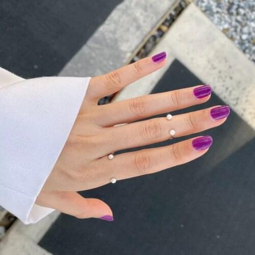 DAIWUJAN Minimalist Original 925 Sterling Silver Smile Pearl Rings Chic Open Ring For Women Girl Adjustable Party Daily Jewelry