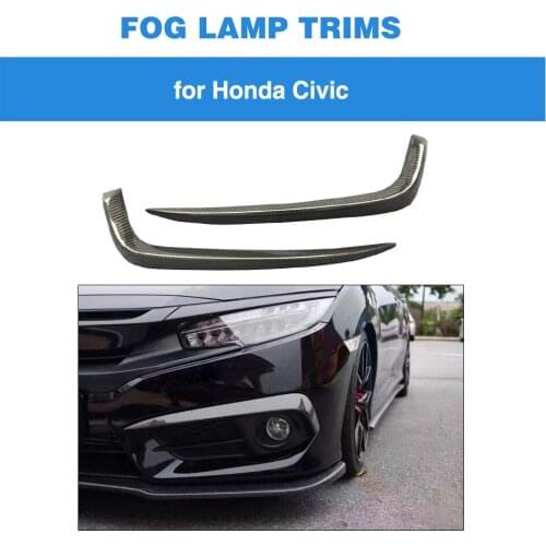 Carbon Fiber Front Bumper Fog Lamp Cover Trim Splitters for Honda for Civic Sedan 2016 - 2018