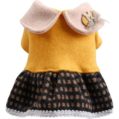 Pet Dress Puppy Chihuahua dog Clothes Turmeric Coffee Gingham french bulldog Dress Suit for Small Dog Cats Winter Pets clothing