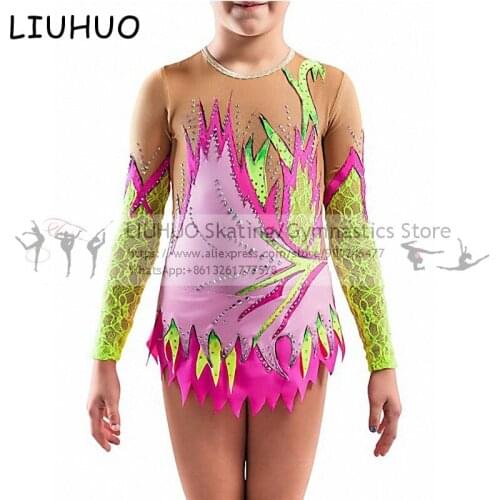 LIUHUO Figure Skating Dress Womens Girls Ice Skating Performance Rhythmic Gymnastics Competition Dance Leotard Artistic Costume