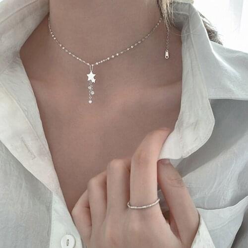 Birthday Gift Five-pointed Star Tassel Necklace Cute Star Necklace Simple Clavicle Chain Woman Fashion Party Jewelry