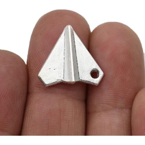 10pcs Antique Silver Plated Origami Plane Charms Pendants for Jewelry Making Charm Bracelet DIY Handmade Craft 19X17mm