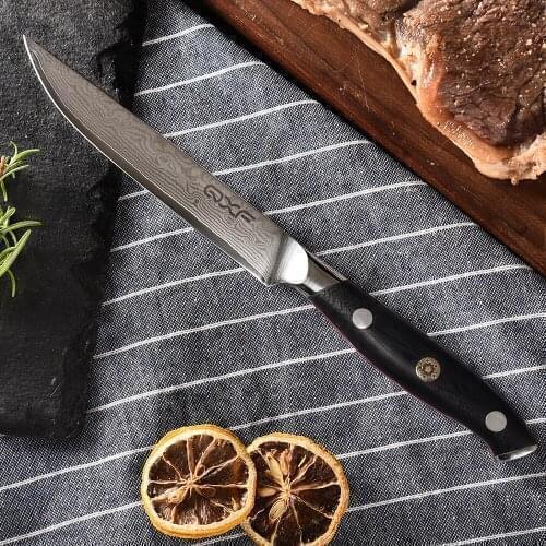 QXF Damascus set knife six set steak knife high-end gift set knife five inch steak knife
