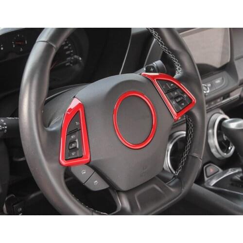3Pcs Red/Blue Car Steering Wheel Button Frame Ring Trim For Chevrolet Camaro 2017+ Interior Accessories Car-styling