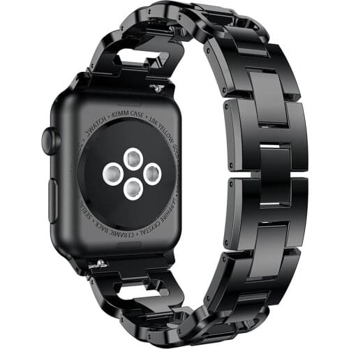 Fashion Stainless Steel Band for Apple Watch Strap 38mm 42mm 40mm 44mm Watchband for iWatch 1 2 3 4 5 Inlaid Rhinestone Bracelet