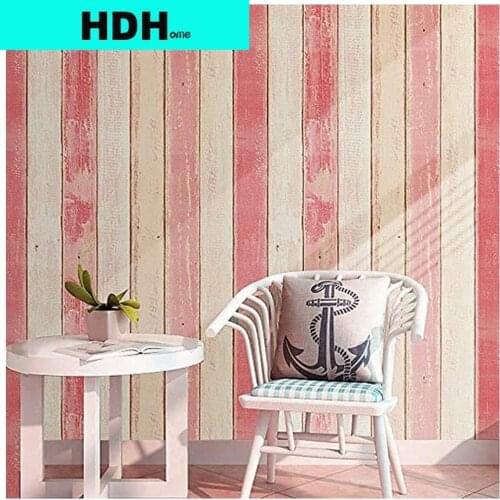 5M Pink Wood Panel Self Adhesive Wallpaper Multi Color Wood Plank Peel and Stick Wallpaper Stripe Wall Decor Wall Mural