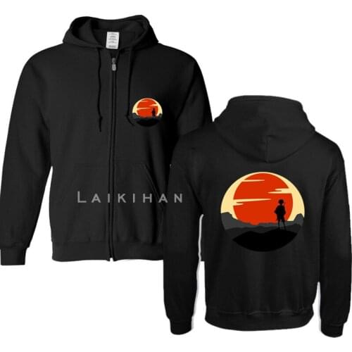 Harajuku Samurai Sunset Unisex Hoodies Japanese Anime Samurai Printed Mens Hoodie Streetwear Casual Sweatshirts