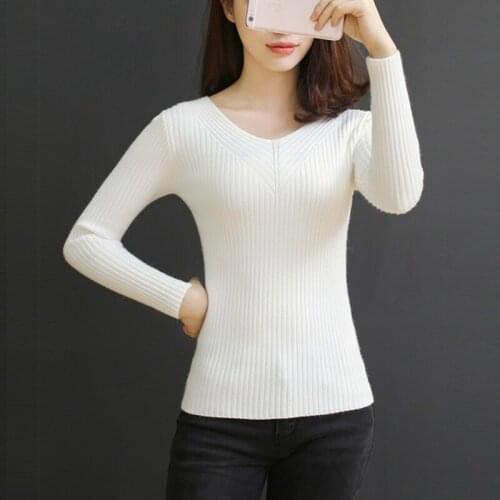 Spring and autumn Cashmere Women Pullovers Sweater Knitted Elasticity Casual Jumper Fashion Slim Sexy V Neck Warm Female Sweater