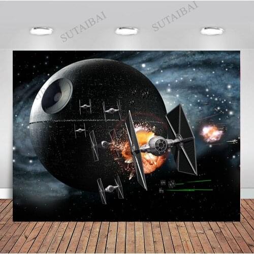 Universe Death Star Outer Space Ship Battle Background High Quality Computer Print Party Photo Backdrop Wallpaper Wall