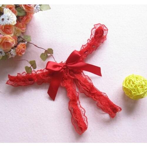 Women Sexy G String Thong Micro slip Lace Open crotch Bow Panties Shorts tangas Lingerie Underwears Underpants New Styles 2018