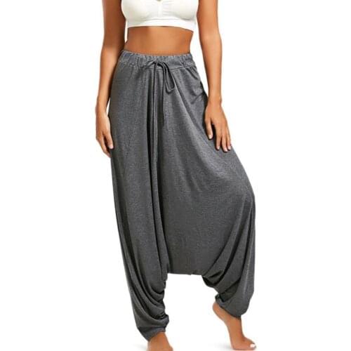 Women Drop Bottom Harem Trouser 2021 Crotch Baggy Wide Leg Thai Hippy Loose Pants Aladdin Lady Trousers Mujer Fashion Pantalones
