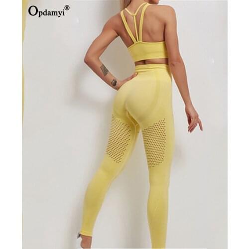 Ladies Seamless Fitness Sports Bra Yoga Set High Waist Leggings Running Hollow Work out Shorts Women Gym Training Clothing Suit