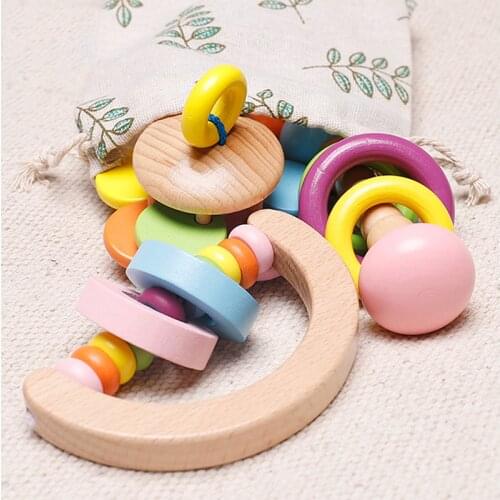 1PC Baby Wooden Rattles Grasp Play Game Teething Infant Toys Early Musical Educational Toys Toddlers Rattles Newborn Gift