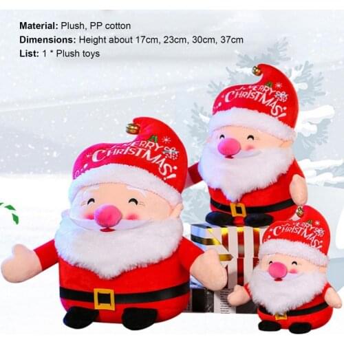 17/23/30/37cm Plush Santa Clause Toy Kawaii Cartoon Xmas White Beard Stuffed Doll Santa Plush Ornaments for Christmas New Year