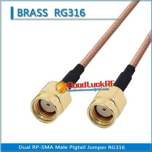 1X Pcs RP SMA 2 Dual Male Connector RP-SMA RPSMA Male to RP SMA RPSMA Male plug RG316 Pigtail Jumper Cable Low Loss 50 ohm