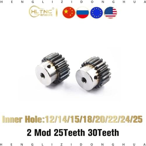 3d 1 pcs Spur Gear pinion Mod 2 M=2 15/16/17/18/19T Right Teeth 45# steel positive gear CNC gear rack transmission motor gears