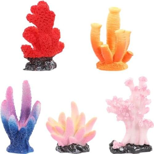 5Pcs Resin Coral Decorations Simulated Coral Tree Fish Aquarium Ornaments Aquarium Fish Tank Landscaping Simulation Coral Tree