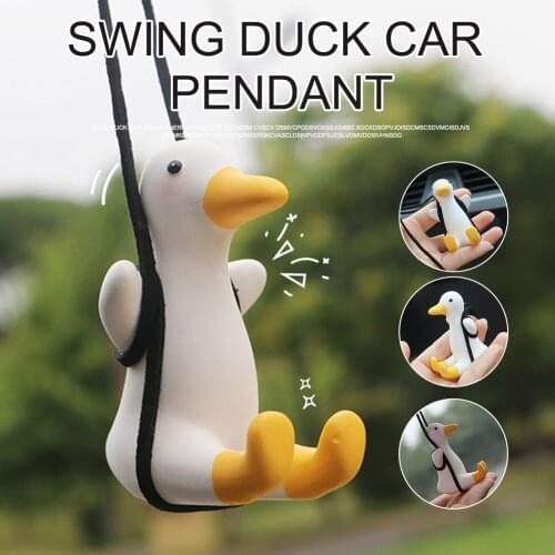 Car Interior Accessories Rearview Mirror Pendant Hanging Ornament Swing Duck Cute Anime Car Charm Accessories For Women Girls