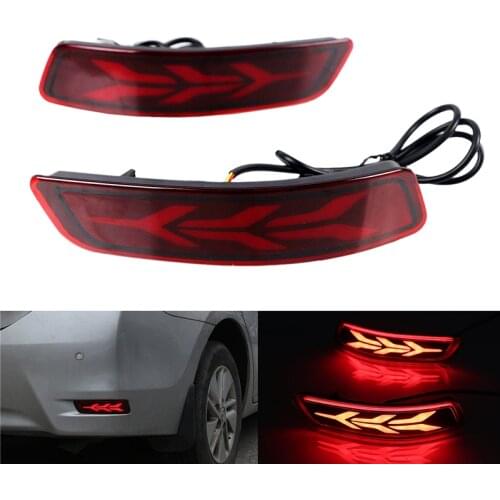 Car Rear Bumper Fog Lamp Brake Light For Toyota Corolla Altis 2014-2018 Multifunction Red LED Flowing Flashing Reflector Lamp