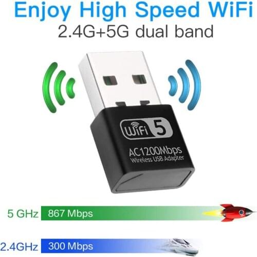 JCKEL 1200Mbps Wireless USB Wifi Adapter RTL8812BU Dual Band Network Card 2.4G 5G Wifi USB Dongle For Laptop Desktop PC