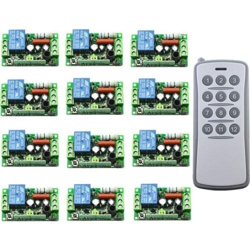 AC 220V 110V 1 CH 1CH RF Wireless Remote Control LED Ceiling Light Strips Switch System,12CH Transmitter+ Receiver