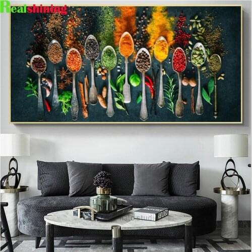 Large Mosaic 5D Herbs and Spices for Cooking full drill diamond Paintings Wall Decor cross stitches Diamond Embroidery N1844