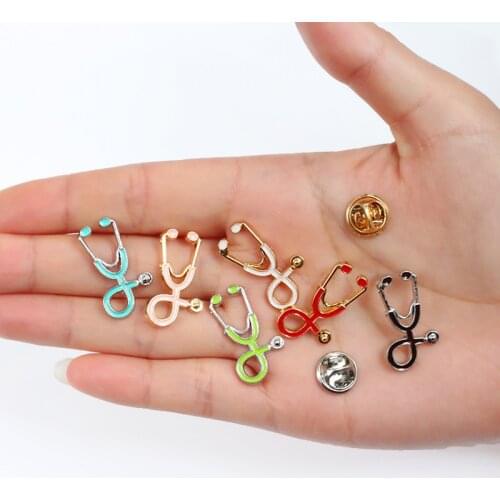 Nurse Pins Medical brooches for women Fashion Colorful Metal Stethoscope Enamel Jewelry Men Jackets Badges Accessories hijab Pin