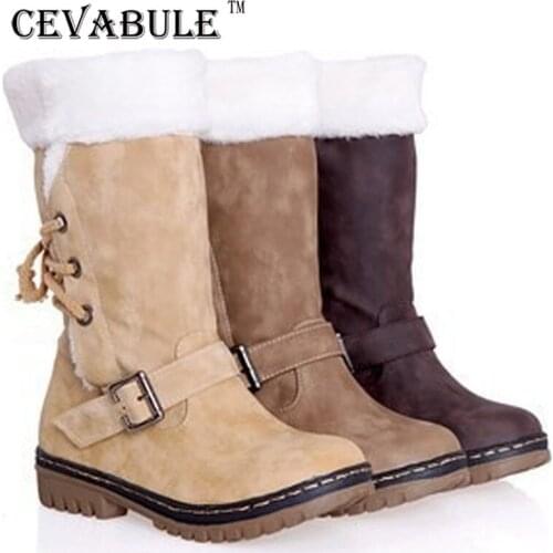 CEVABULE 2021 Snow Boots Cotton Boots Belt Strap Boots Winter Shoes Thigh High Boots Demonia Boots Warm Boots TYX