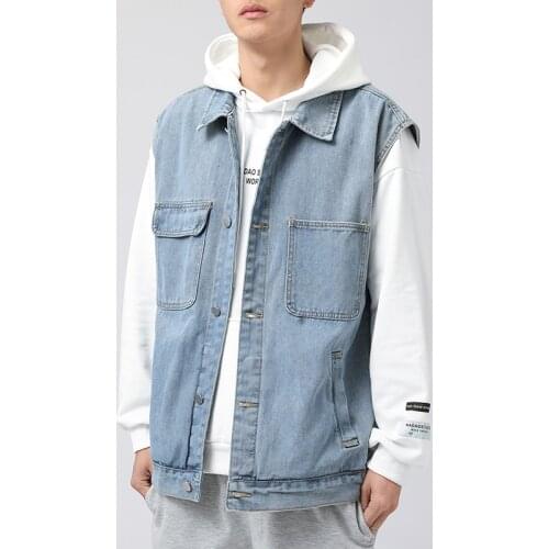 Male Casual Jeans Denim Vest Mens Jacket Cotton 2021Clothing Spring Summer Fashion Waistcoat Vintage Jacket Korean Coats Tops