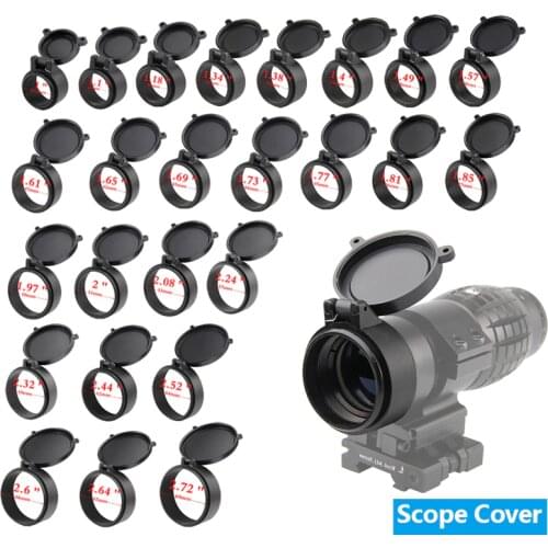 1pc Rifle Scope Cover 25.5-69mm Sight Dust Proof Quick Spring Flip Up Cap Lens Covers Lid For Caliber Hunting Telescope Airsoft