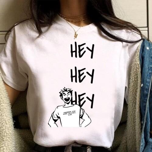 Haikyuu T-Shirt Japanese Anime Women Bokuto Hey Hey Hey Funny Cartoon Tshirt Casual Streetwear Harajuku T Shirt Women Top Tees