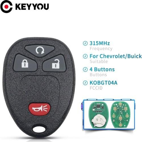 KEYYOU 5X For Chevrolet GMC Acadia Avalanche For Buick Enclave Terraza Uplande KOBGT04A 315Mhz Keyless Entry Remote