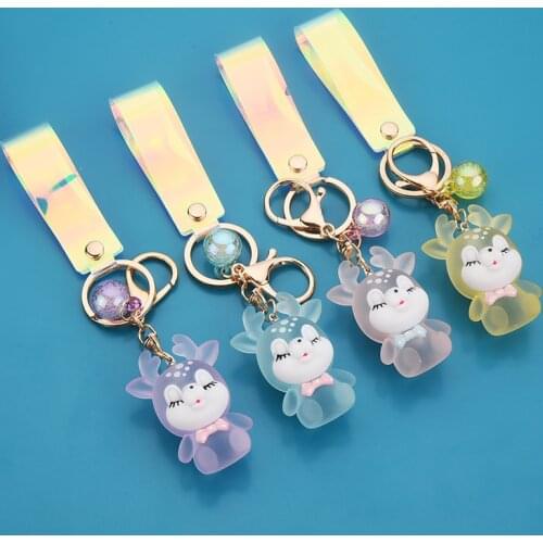Creative Christmas Gift Luminous Elk Pendant Glow Frosted Sika Deer Keychain Pendant Keyring Handbag Keychains Keychain Charms