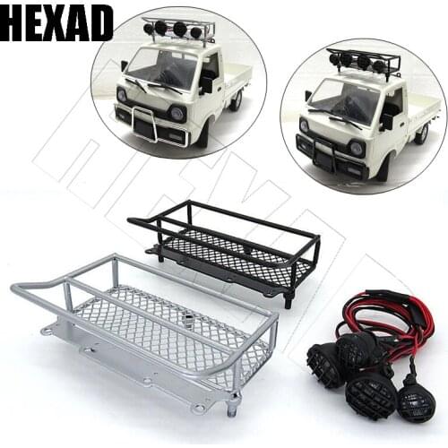 Metal Luggage Roof Rack Bracket Shelves with Car Lights for D12 WPL RC Car Upgrade Parts