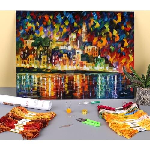 Fiesta In The Harbor Pre-Printed 11CT Cross-Stitch Patterns Embroidery DMC Threads Sewing Handiwork Painting Craft Floss