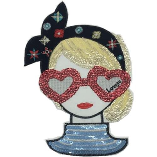 15pcs/Lot Embroidery Patches Letters Clothing Decoration Accessories Character Girl Sequins Diy Iron Heat Transfer Applique