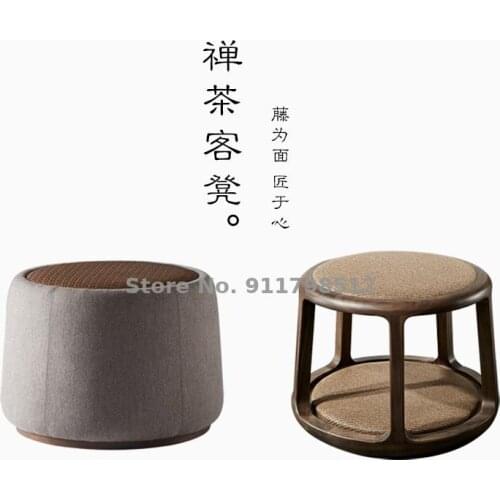 New Chinese Stool Zen Tea Stool Solid Wood Stool Simple Low Stool Tea Table Stool Tea Room Drinking Tea Stool Tea Art Soft Bag S