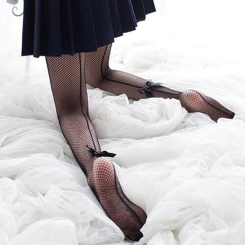 New Sexy Pantyhose Women Fish Net Stockings Bow-knot Fishnets Pantyhose Hollow Floral Black Stockings Gifts for Women