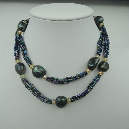 100% FRESHWATER PEARL NECKLACE,long pearl necklace with crystal beads accessories