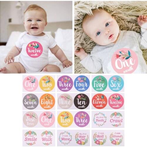 First Year Baby Monthly Milestone Photo Sharing Baby Belly Stickers Birth to 12 Months and 8 Bonus Achievement Stickers