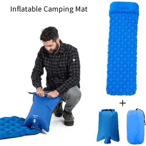 Outdoor Camping Moisture-proof Inflatable Cushion TPU Lightweight With Pillow Double-acting Air Valve Cushion