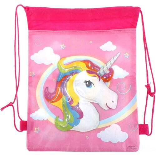 Unicorn drawstring bag for girls travel storage package cartoon school bags kids birthday party favors