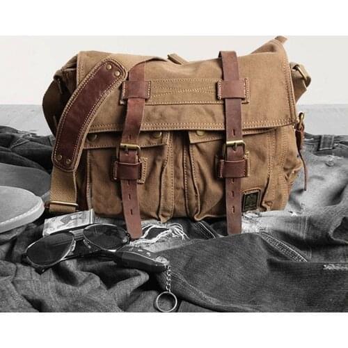 Wash Canvas Crossbody Bags for Men Messenger Bag High Quality Shoulder Bag Vintage Laptop Bags