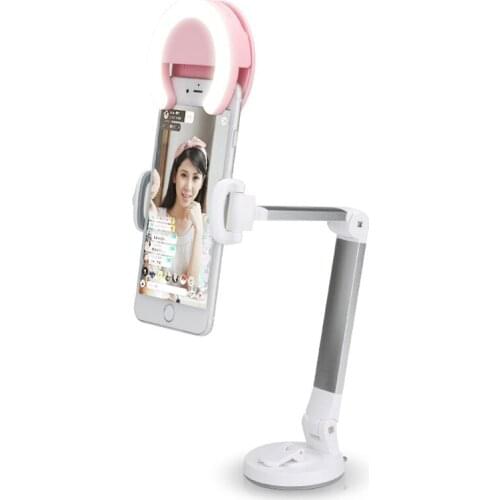 Universal Desk Table Cell Phone Holder Stand With 360 Degree Rotation Adjustable Metal Arm Vacuum Chunk Pad For Video Living